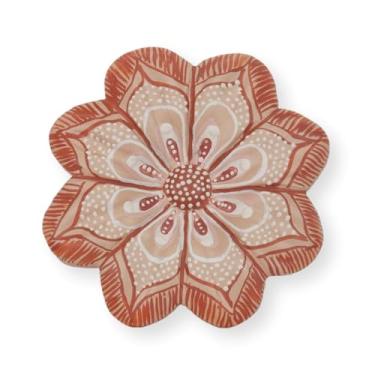 Imagem de Adorno de Parede Artesanal Vale Jequitinhonha, Flor em Cerâmica, Pigmentos Naturais, Feito à Mão (D466C)