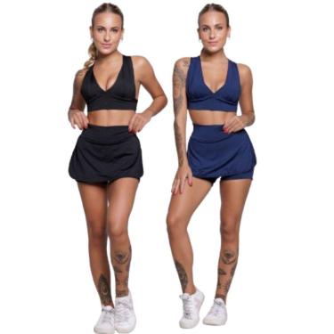 Imagem de KIT 2 Conjunto Top Bojo e Short Saia Serra e Mar Roupas para Academia Treino Moda Fitness-Feminino