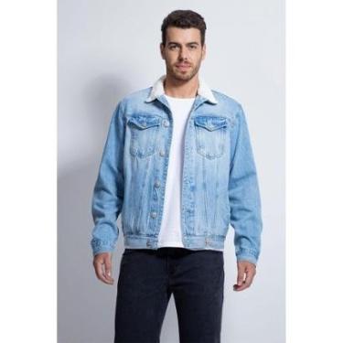 Imagem de Jaqueta Jeans Gola Pelo Guess Azul-Masculino