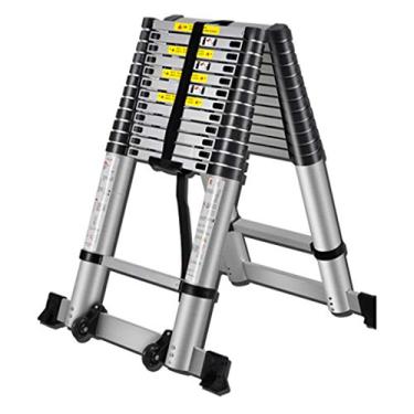 Imagem de BPHUI Escada de extensão telescópica para casa extensão de escada telescópica multiuso 3 pés de alumínio dobrável industrial compacta escada de loft doméstico diário 150 libras carga máxima (tamanho: 3,7 m)