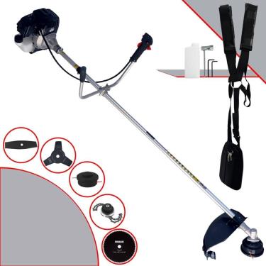 Imagem de Roçadeira Toyama RT43LB-25A 2T 43cc 10.000rpm 1,7HP de Potência Completa Com Carretel Nylon e Faca 3 Pontas + Faca 2 Pontas + Faca 80 Dentes + Trimmer