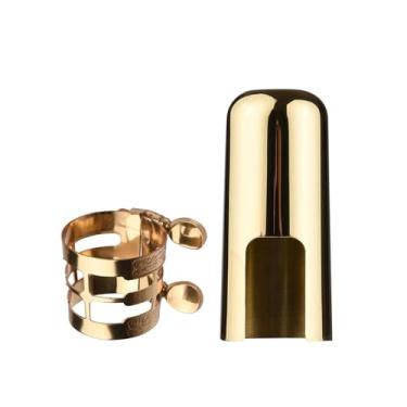 Imagem de Acessórios profissionais para saxofone ligadura de saxofone alto, ajuste de parafuso duplo, clipe de fixação de saxofone com tampa de bocal, acessórios de saxofone