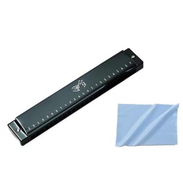 Imagem de Gaita profissional para iniciantes adultos Tremolo Harmonica C Key 24 furos bronze fósforo capa de metal (preto)