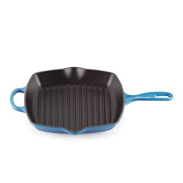 Imagem de Le Creuset Frigideira de ferro fundido esmaltada exclusiva com alça auxiliar e dois bordos de despejo, para todos os tipos de fogão e fornos, 26 cm, azul, 20183262200422