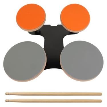 Imagem de Kmise Kit de 4 peças para prática de bateria silenciosa com baquetas de bateria, almofada de bateria portátil e ajustável para prática silenciosa, kit perfeito para prática de tarola para bateristas