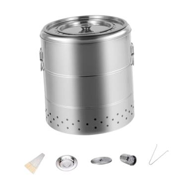 Imagem de Dualoai Churrasqueira Pendurada Grelha a Carvão Barril de aço Inoxidável Portátil Churrasqueira Balde Grelhador a Carvão para Piqueniques Acampamento