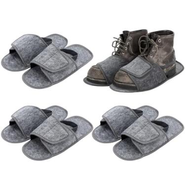 Imagem de Ramede 3 peças de galochas internas de feltro para homens e mulheres inverno reutilizável casa inverno interior capas antiderrapantes para sapatos botas, Cinza, XL Size