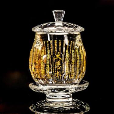 Imagem de FENNYYAR Copo de água Budista Santuário Oferecendo Buda, 9,5 cm 9,4 cm, copo de água de cristal doméstico Lotus