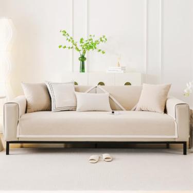 Imagem de HGTRH Capas de sofá secionais em forma de L, impermeáveis e laváveis, capas de sofá para almofada de 3 assentos, à prova d'água, bege, 110 x 110