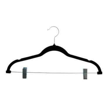 Imagem de Cabide de Camurça com Presilhas Preto 3 Peças