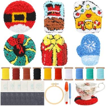 Imagem de Mindsoft 6 kits de agulhas de perfuração para adultos, iniciantes, base de agulha, kit de bordado de Natal com 6 padrões, ferramentas de fio de feltro pegajoso, argola, instruções para artesanato de