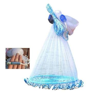 Imagem de Rede Tarrafa Chinesa Disco 4 Metros Pescaria Malha 5 Linha 3 Pesca Pei