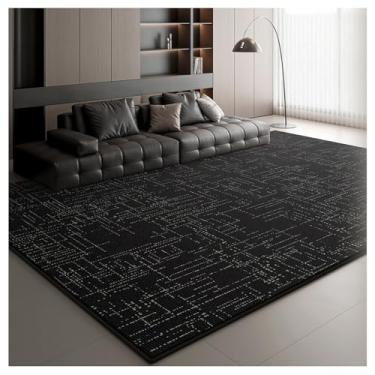 Imagem de SPXMQSS Tapetes laváveis para sala de estar, tapete preto macio para sala de estar, antiderrapante e resistente a manchas, grande, para sala de jantar, escritório, quarto, sofá e mesa de café, F 200 x