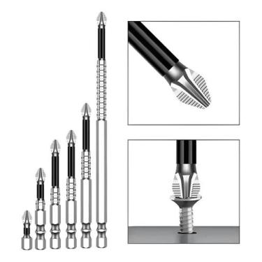 Imagem de Kit 6 Ponta Bits K5 Ph2 Impacto Imantado Aço Resistente Antiderrapante