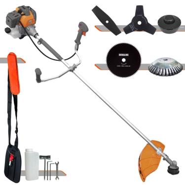 Imagem de Roçadeira Tekna RL520-P À Gasolina 2T 52cc 2HP Completa Com Carretel de Nylon + Faca 2 Pontas + Faca 3 Pontas + Faca 80 Dentes + Escova de Aço