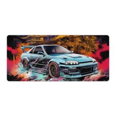 Imagem de Art JDM Carro R32 Palmeira Mesa Mesa Tapete de Mouse Pad Antiderrapante Grande Material de Escritório Tapete de Mesa Borracha Impermeável Tapete de Escrita para Escritório Jogo Casa 40 x 90 cm