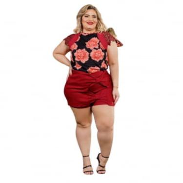 Imagem de CONJUNTO PLUS SIZE DOLCE SEDUTTI BLUSA COM RENDA SHORTS