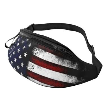 Imagem de Pochete bolsa de cintura ajustável para homens, mulheres, viagens, caminhadas, ciclismo, corrida, Bandeira americana retrô