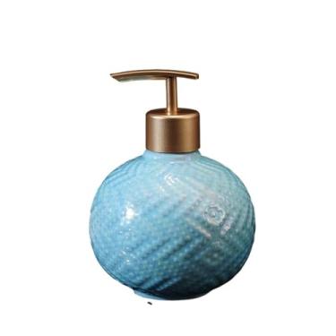 Imagem de Dispensador de sabão Decoração de banheiro de hotel, dispensador de sabonete de bancada, garrafa de cerâmica criativa de luxo(Blue)