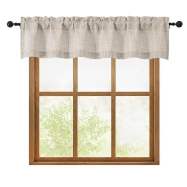 Imagem de OWENIE Cortinas de linho para janelas, 1 peça, cortina pequena com filtro de luz texturizada para casa de banho, porão, sala de estar, quarto, meia cortina para janelas, 152 x 30 cm C
