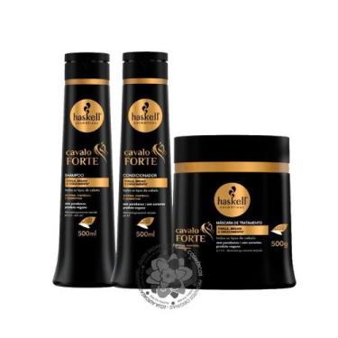 Imagem de Kit Shampoo Condicionador e Máscara Cavalo Forte Haskell 500g Força, B