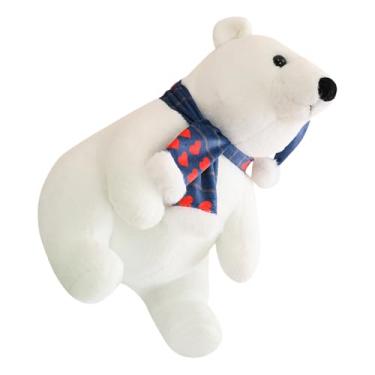 Imagem de Urso polar de pelúcia, brinquedo de pelúcia animal de Natal, urso polar usando cachecol, boneca confortável, para crianças, mulheres, cabeceira, sofá, quarto, sala de estar, casa, berçário, feriado