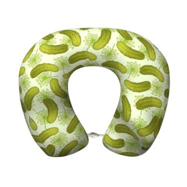 Imagem de Travesseiro leve de viagem com estampa de pickles de sushi endro em forma de U para cabeça de espuma viscoelástica para aviões