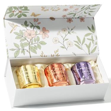 Imagem de Velas perfumadas para mulheres, pacote com 3 velas de soja para casa, perfumadas, velas votivas, presentes, presentes de aniversário de Natal para mulheres, amigas, mãe, baunilha, coco, sândalo, rosa