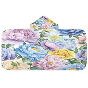 Imagem de Burbuja Toalha de banho com capuz borboleta para crianças, toalha de praia de pelúcia macia absorvente para chá de meninas e meninos 3-10 anos, 61 x 127 cm