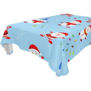 Imagem de Burbuja Toalha de mesa de boneco de neve, toalha de mesa quadrada anti-rugas grossa para decoração de jantar, cozinha, festa, 152 x 152 cm