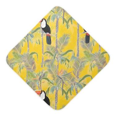 Imagem de Burbuja Toalha de banho para bebê tropical Birds Palm Trees - Toalha com capuz de musselina macia e absorvente para recém-nascidos, 76 x 76 cm
