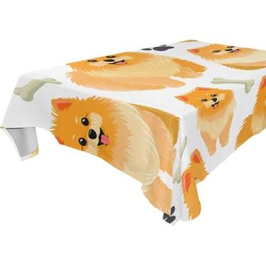 Imagem de Burbuja Toalha de mesa Pomeranian Dogs, toalha de mesa retangular, anti-rugas, grossa para decoração de jantar, cozinha, festa, 137 x 183 cm