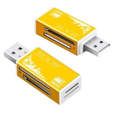 Imagem de Leitor de cartão SD de memória multi em 1 para cartão Memory Stick Pro Duo Micro SD, TF, M2, MMC, SDHC MS Card (dourado)