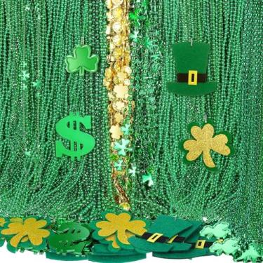 Imagem de Ecation 1000 colares de contas de Dia de São Patrício, colar de contas verdes a granel com pingentes de chapéu irlandês de trevo, acessórios para o dia de São Patrício, suprimentos para lembrancinhas