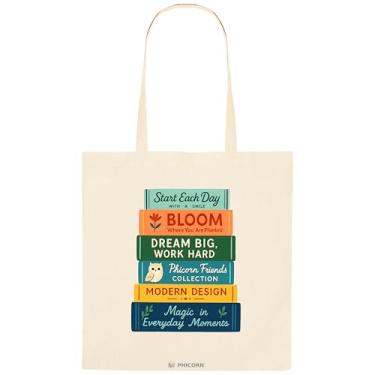 Imagem de Phicorn Sacola de lona, sacola de algodão reutilizável de 38 cm x 40 cm para professores, amantes de livros e compras diárias