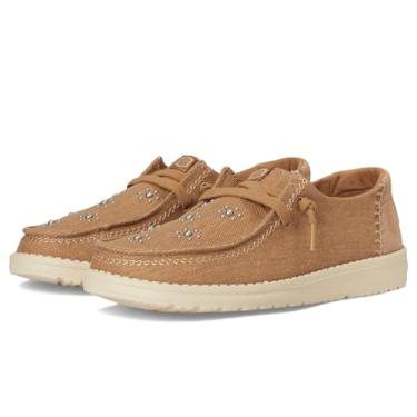 Imagem de HEYDUDE Tênis feminino Wendy Star sem cadarço, conhaque/caramelo, 40