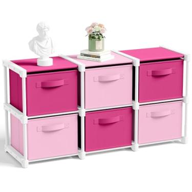 Imagem de Thyle Prateleira organizadora de armazenamento de cubo grande com 6 caixas de 35,5 cm gavetas dobráveis de armazenamento de cubo para roupas, brinquedos, estantes de presente de Natal para berçário