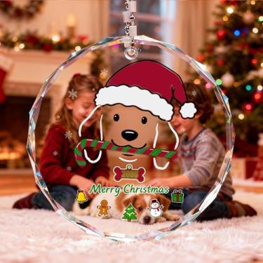 Imagem de Enfeites de Natal para cães, enfeites de árvore de Natal, enfeite de cristal para animais de estimação 2025 para árvore de Natal, decoração de Natal, ideias de presente para amantes de animais de