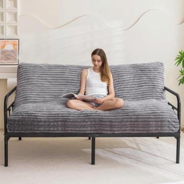 Imagem de YOSHOOT Colchão Futon de 15 cm tamanho completo, sofá cama futons espesso, colchão de chão para adultos, enchimento de espuma desfiada (moldura não incluída), firme médio