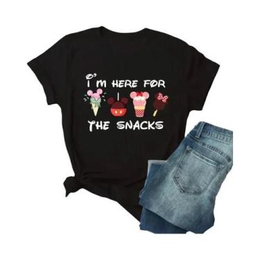 Imagem de Camiseta De Manga Curta Com Estampa Do Mickey Para Mulheres plus Size,
