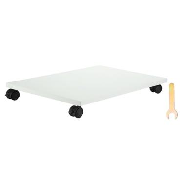 Imagem de PATIKIL Suporte para PC de 30,5 x 48 cm, suporte de torre de computador, suporte de madeira para CPU PC, embaixo da mesa, carrinho móvel, 4 rodas para piso, tapete, torre, caixa ATX, impressora
