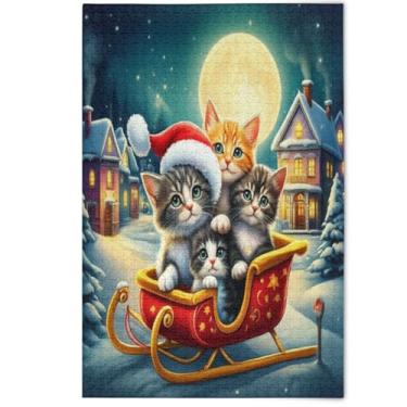 Imagem de Cute Kitten Cat Snow Winter Adults Jigsaw Puzzle 500 Pieces Funny Puzzle Game Tech Gifts Difficult Puzzles Animal Painting Decor, 500 Pieces, 20.5" x 14.9"