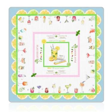 Imagem de NATSUNO Yellow and Green Lemon Cocktail Mahjong Mat (31.5″x31.5″), Martini Cocktails Non-Slip Noise Reduction Mahjong Table Mat for American Mah Jong Poker Board Games Card Games Dominoes