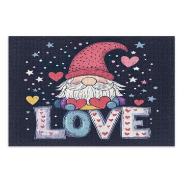 Imagem de Quebra-cabeças Gnome Dia dos Namorados 1000 peças para adultos, quebra-cabeças legais com letras nas costas