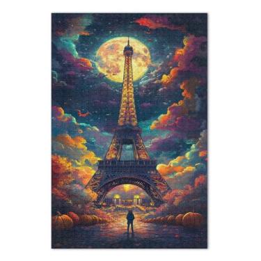 Imagem de Quebra-cabeça adulto fantasia Torre Eiffel com letras nas costas quebra-cabeça adulto 500 peças