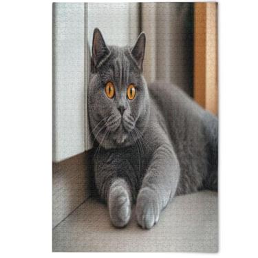Imagem de Adult Puzzles Jigsaw 500 Pieces Animal Art Painting Cute Grey Cat Prime Art Jigsaw Puzzle Funny, 500 Pieces, 20.5" x 14.9"
