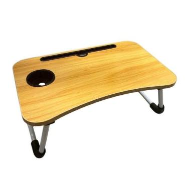 Imagem de Mesa de Apoio Dobrável Multifuncional Bandeja Mdf Marrom Escuro - Jac 