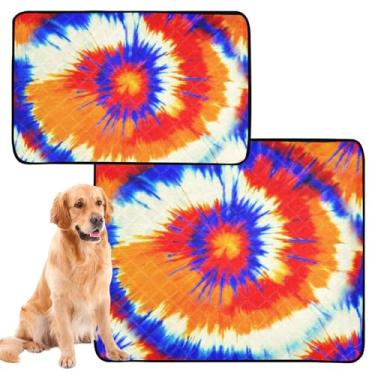 Imagem de TSENQUE Tapetes laváveis para cães de estimação, tapete impermeável para cães, laranja, azul, tie dye, tapete para animais de estimação, extra grande, tapete absorvente, pequeno x pacote com 3
