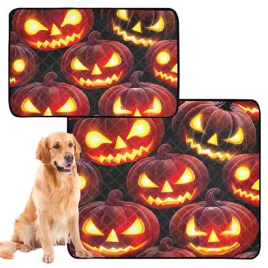 Imagem de TSENQUE Tapete reutilizável de Halloween laranja escuro brilhante para cães, lavável, impermeável, cercadinho para cães, pequeno, pacote com 3