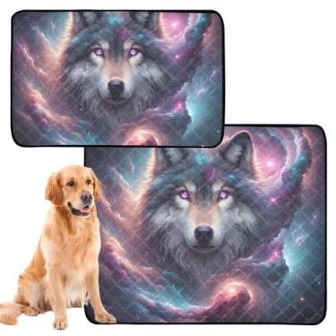 Imagem de TSENQUE Nebula Wolf Fantastic Pet Almofada reutilizável para gatos lavável para animais de estimação tapetes impermeáveis para cães fofos, almofadas de penico para cães, médio + grande, conjunto de 2
